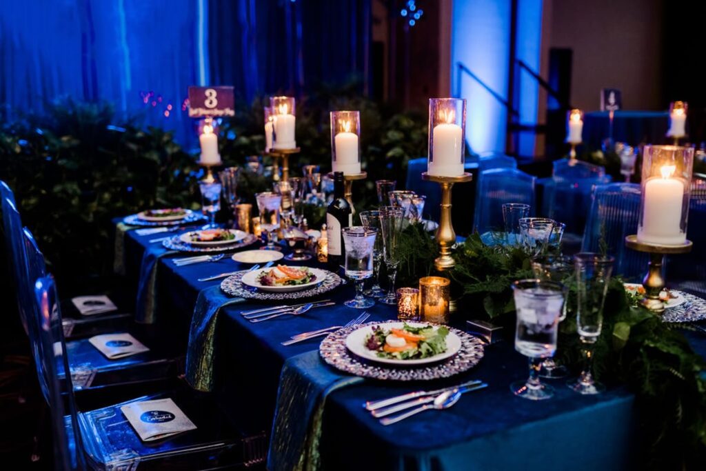 Bluebonnet Ballroom Gala - candles and food on plates